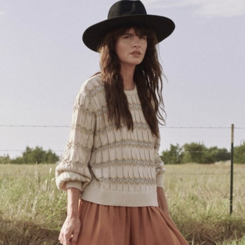 THE GREAT Beige Open Knit Metallic Sweater‎ - Picture 8 of 8